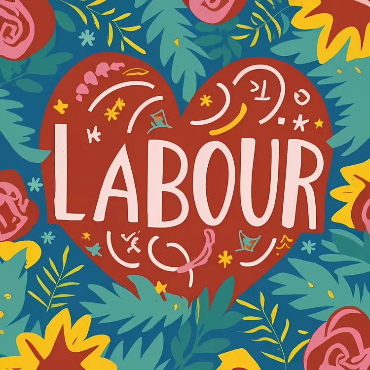 Heart and Floral Labour Text