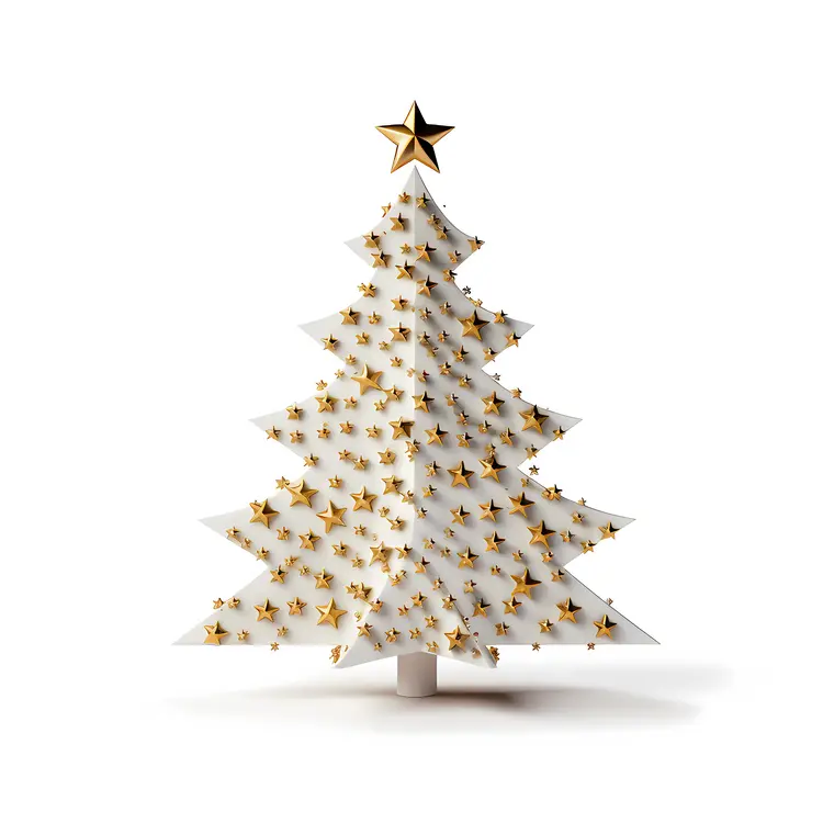 Charming White Christmas Tree with Gold Stars