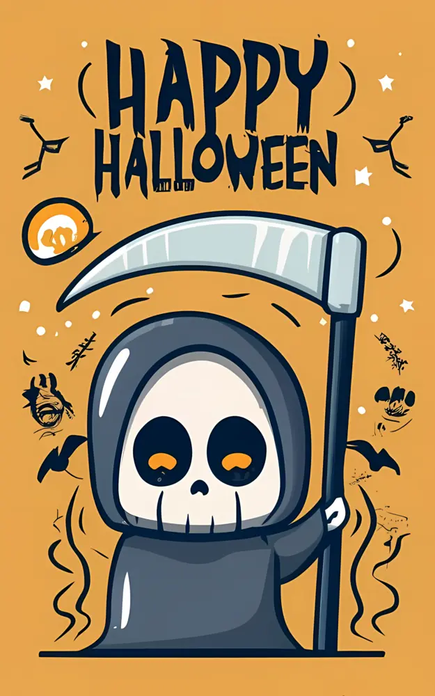 Cute Grim Reaper with Scythe