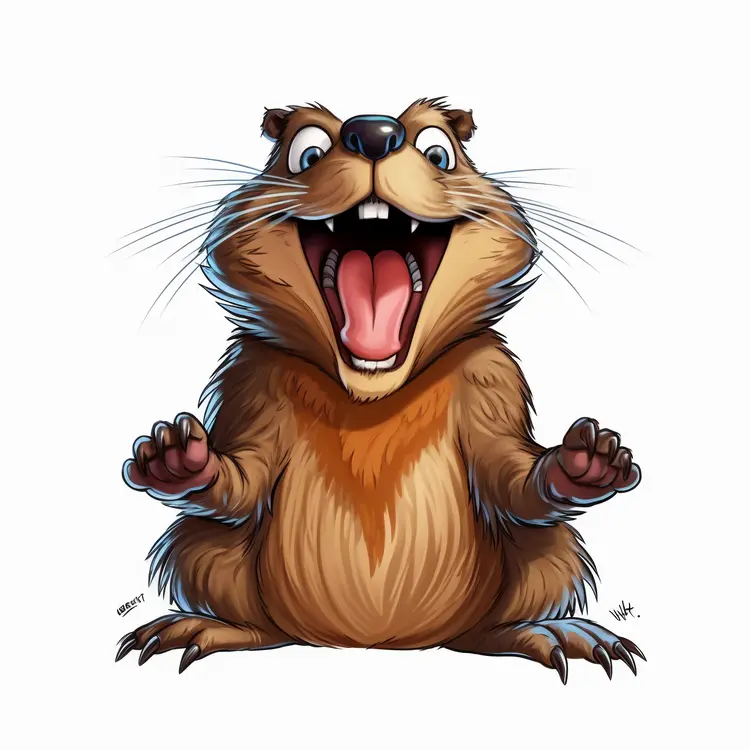 Happy Groundhog Cartoon Illustration