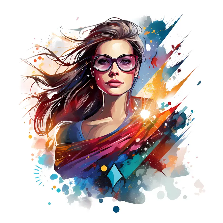 Stylish Female Superhero with Glasses