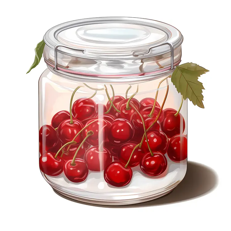 Fresh Red Cherries in a Glass Jar