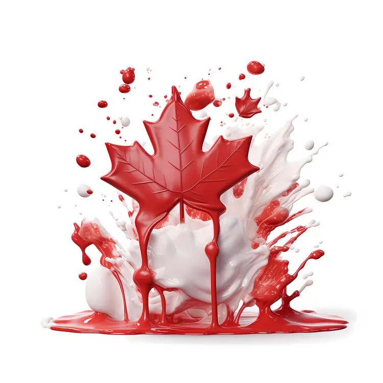 Red Maple Leaf with Paint Splashes