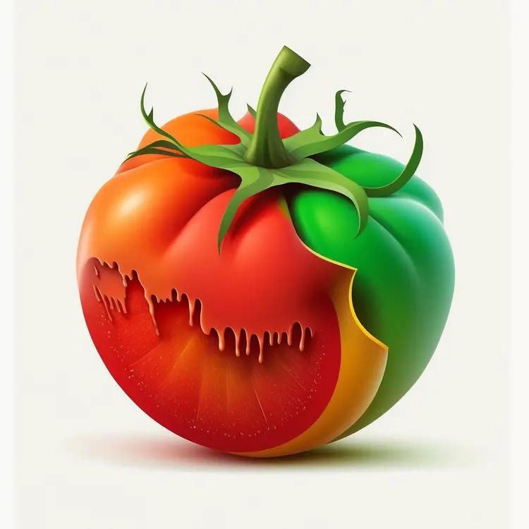 Colorful Tomato with Bite Mark