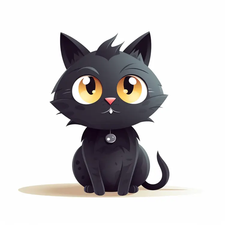 Cute Black Cat Cartoon Illustration
