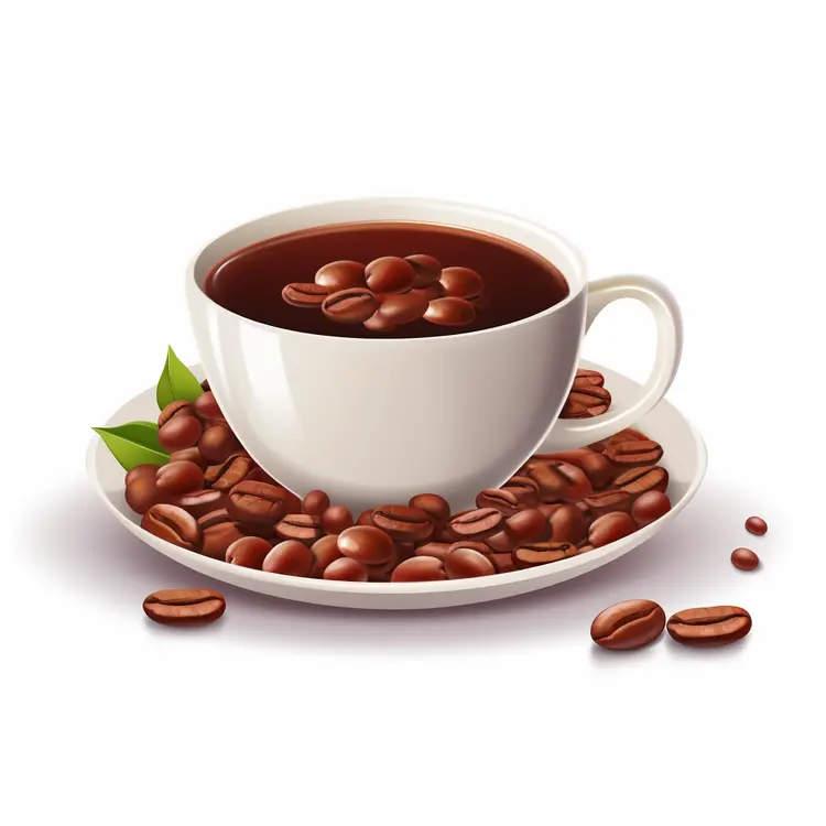 White Coffee Cup with Coffee Beans