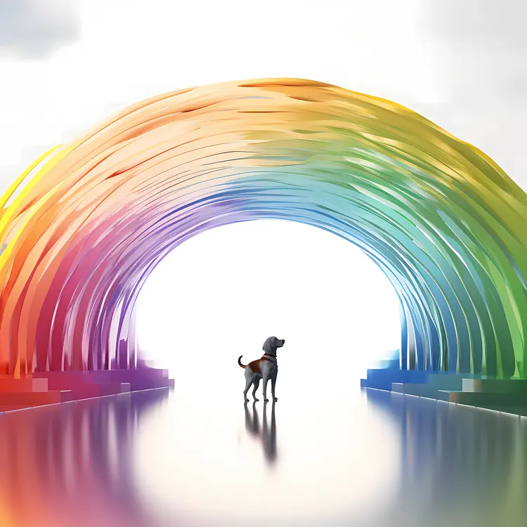 Dog in a Rainbow Tunnel