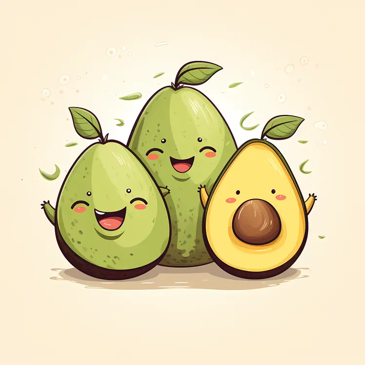 Cute Cartoon Avocado Family