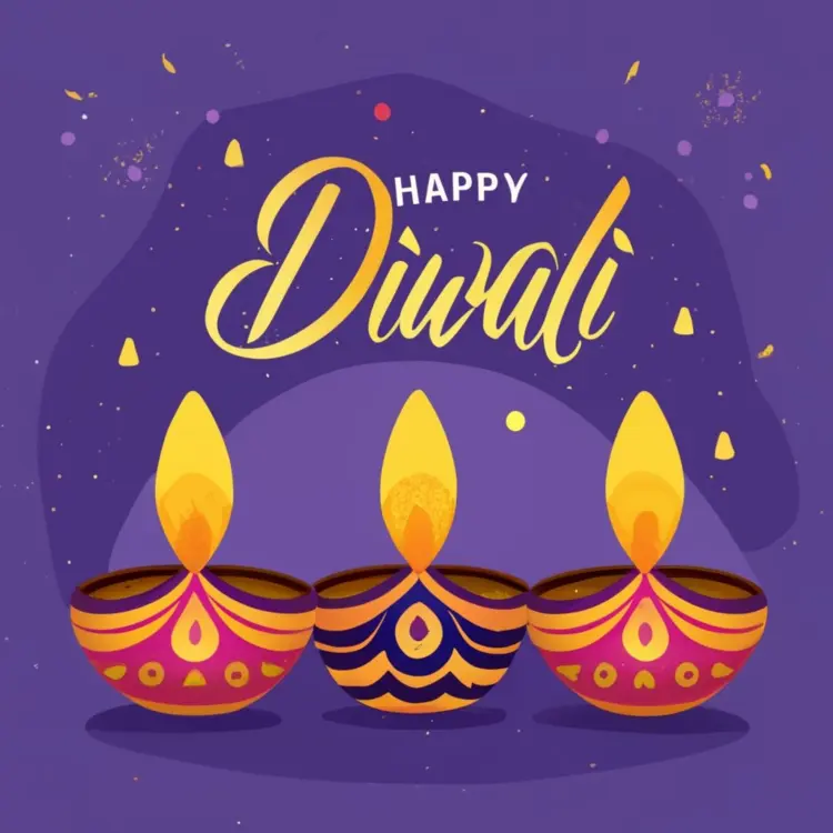 Happy Diwali with Three Lamps