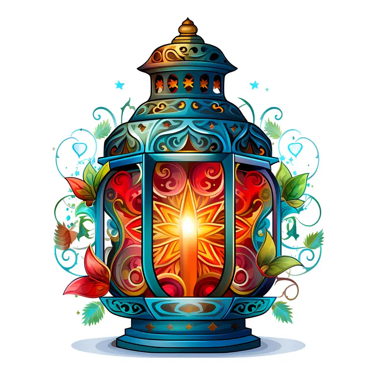 Colorful Lantern with Floral Design