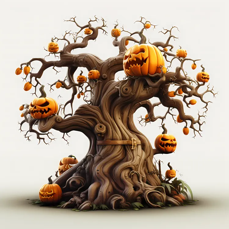 Pumpkin Tree with Jack-o'-lanterns