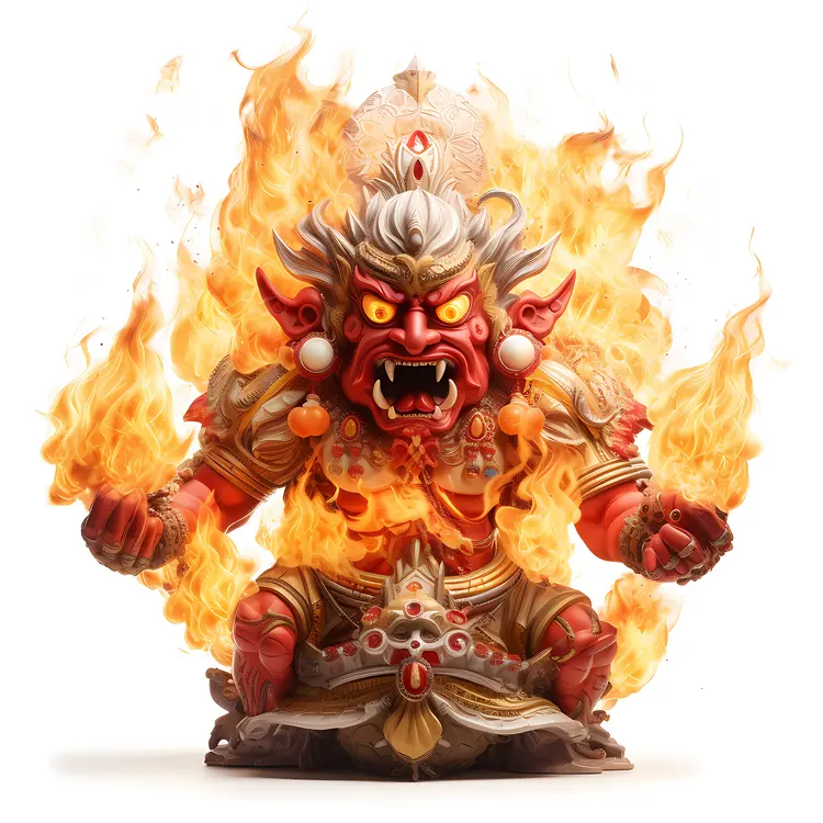 Fiery Demon with White Hair