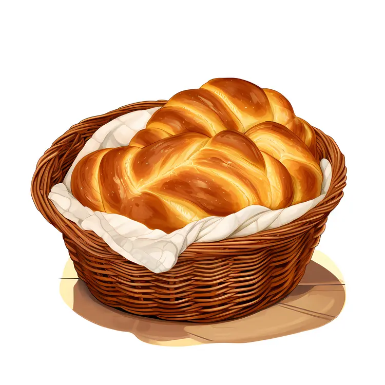 Golden Braided Bread in Basket