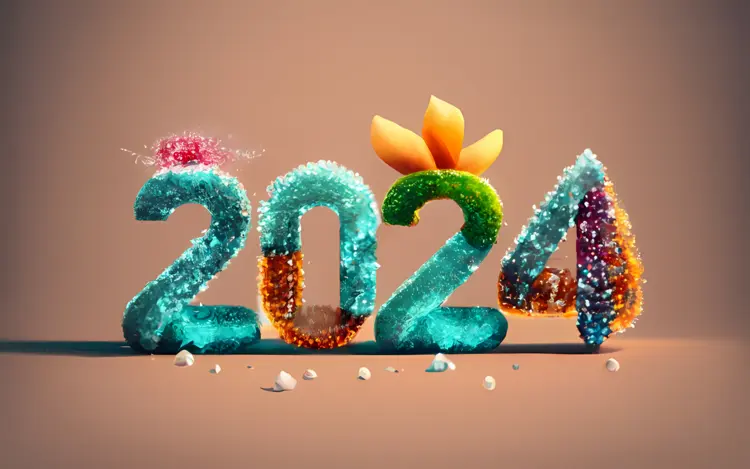 Colorful 2024 Numbers for New Year Celebration