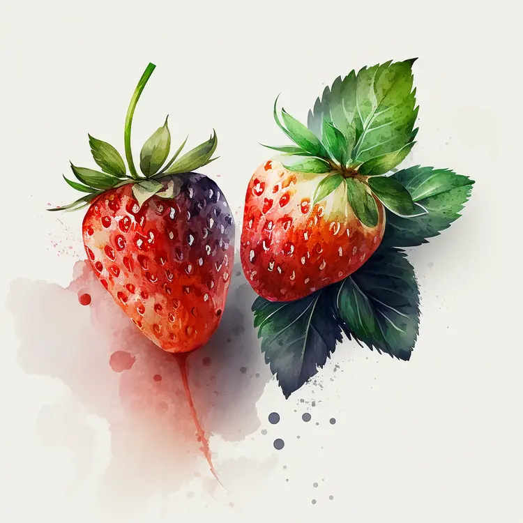 Watercolor Illustration of Fresh Strawberries