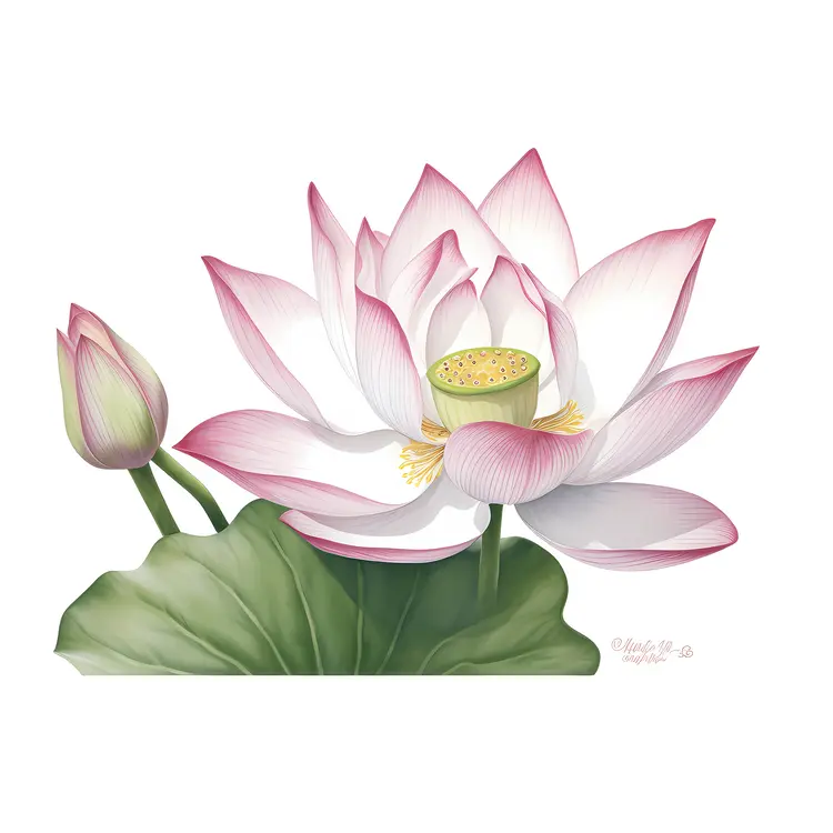 Beautiful Pink Lotus Flower Illustration