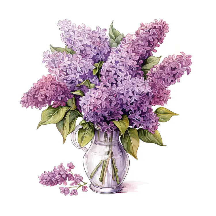 Beautiful Lilac Flowers in Clear Vase
