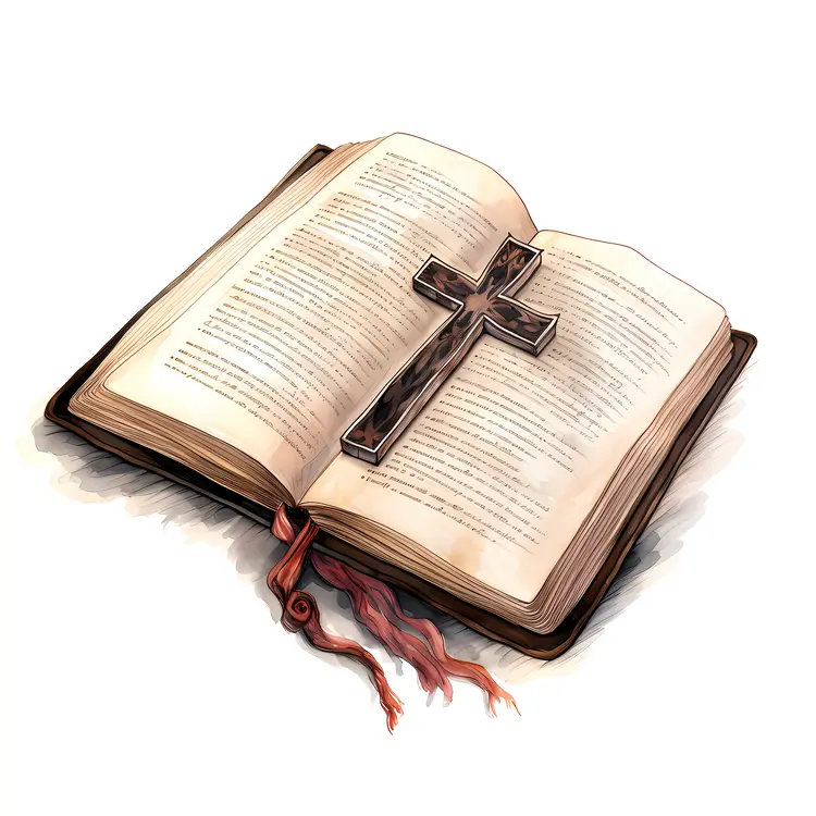 Open Bible with Cross on Pages