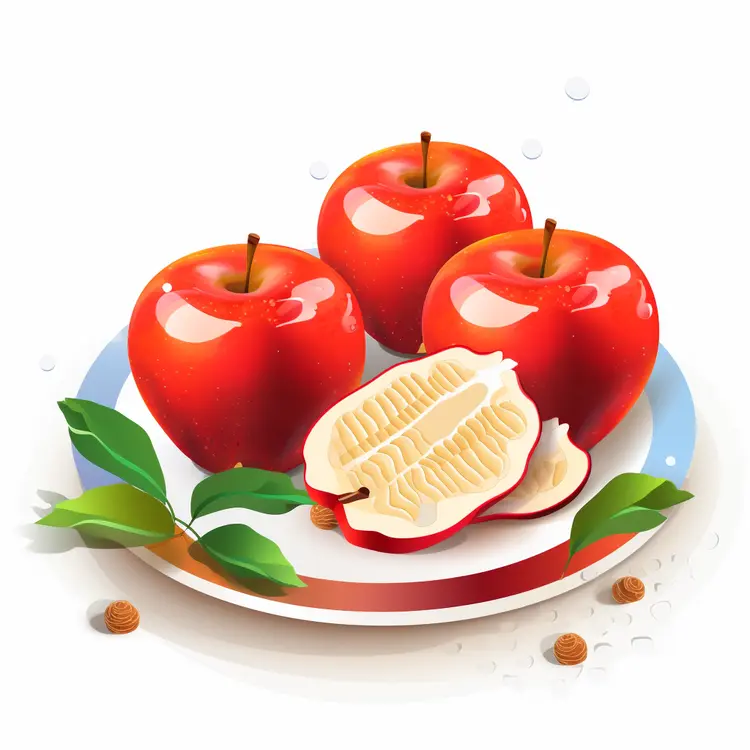 Fresh Red Apples on a Plate