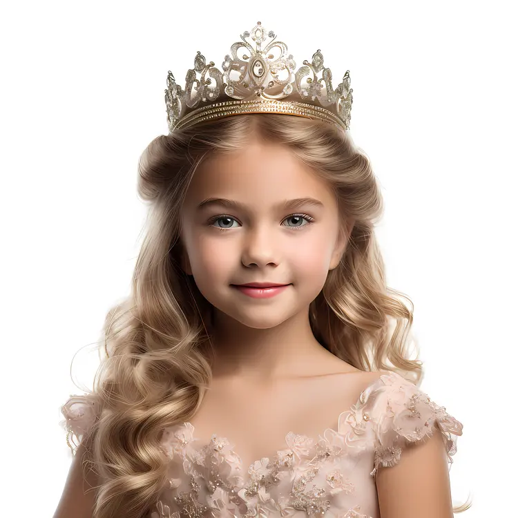 Young girl with crown and blonde hair