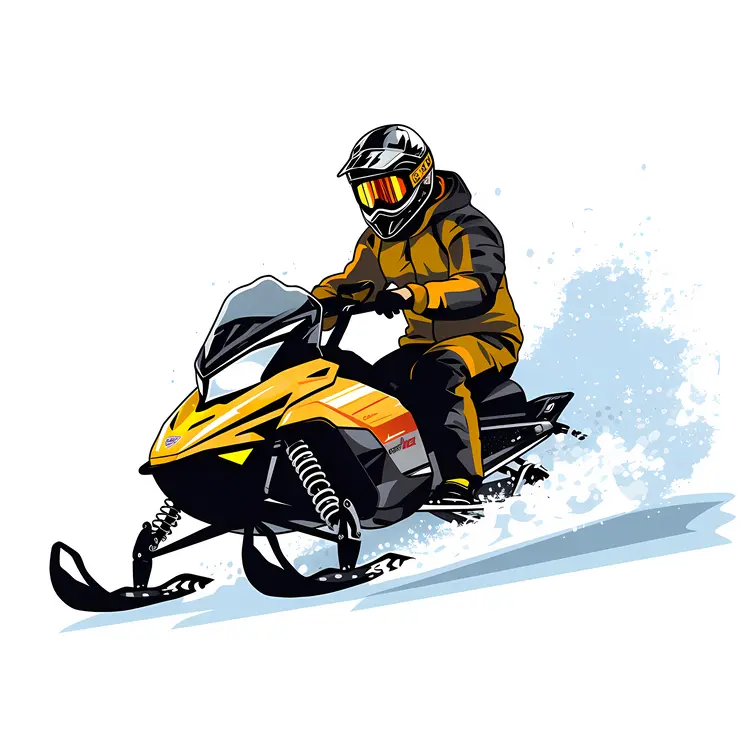 Yellow Snowmobile in Winter Adventure