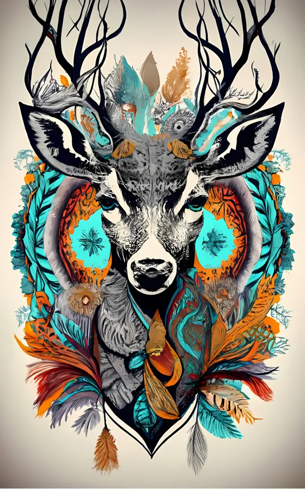 Majestic Deer with Antlers in Artistic Style