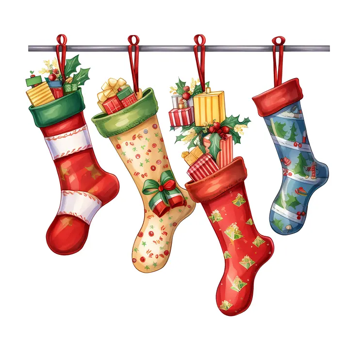 Festive Christmas Stockings with Gifts