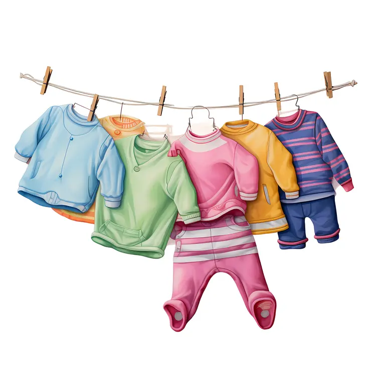 Colorful background of children's clothing and accessories for rainy days