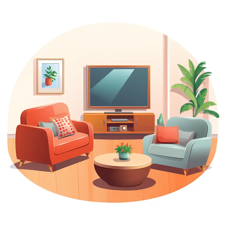 Comfortable Living Room with TV