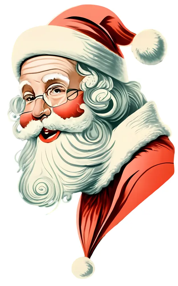 Santa Claus with Glasses and Red Suit