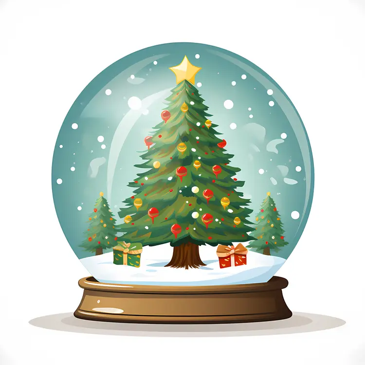 Christmas Snow Globe with Tree and Gifts