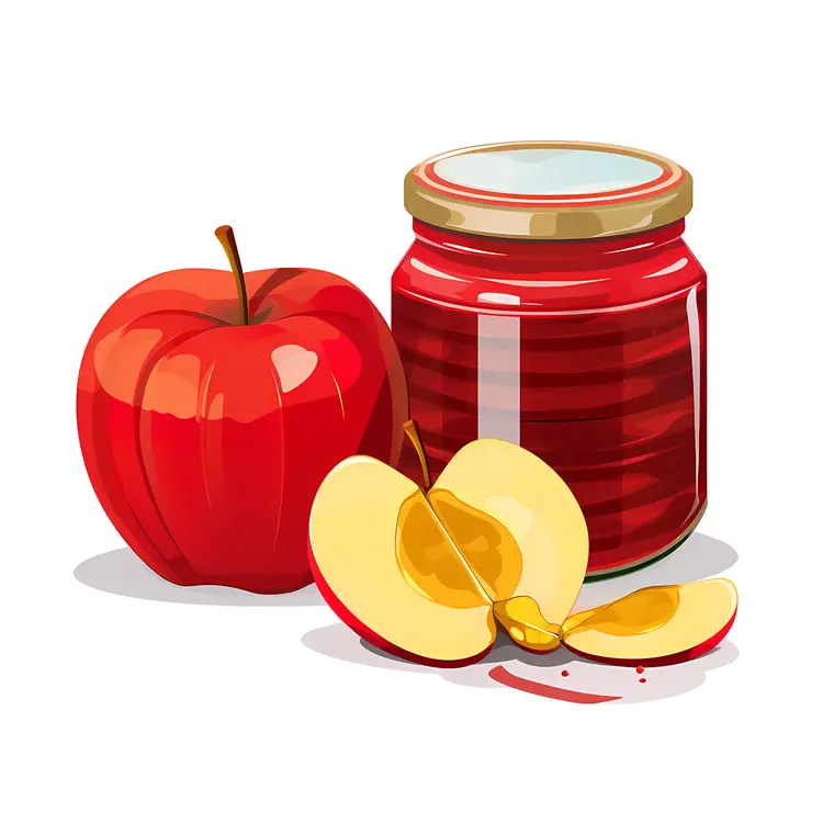 Fresh Red Apple and Apple Jam Illustration