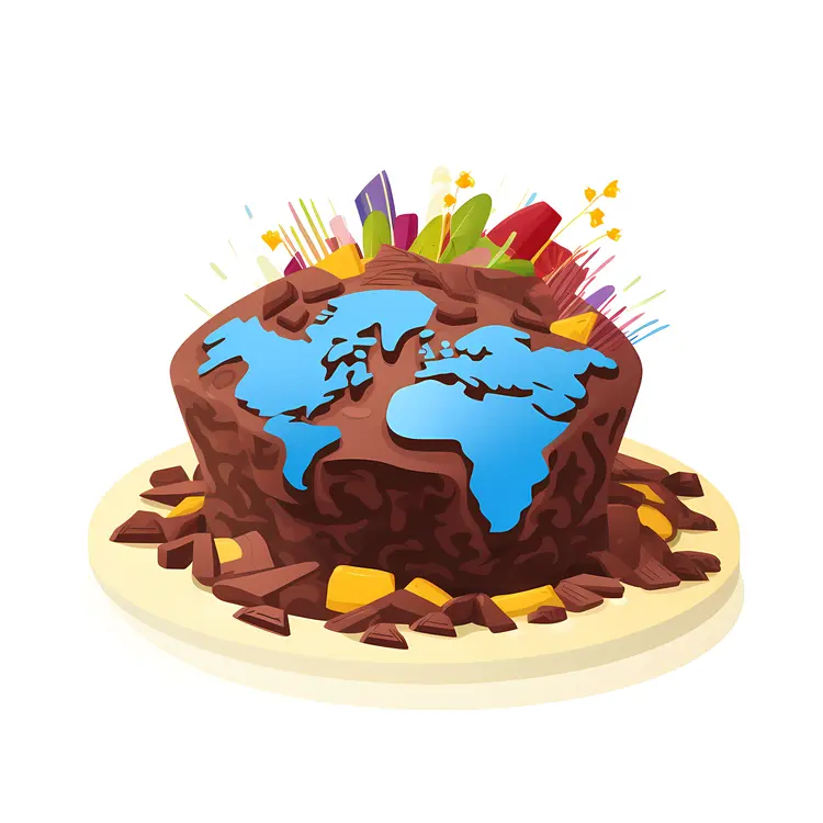 World Map Chocolate Cake for Earth Day Celebration
