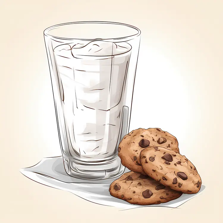 Glass of Milk with Chocolate Chip Cookies