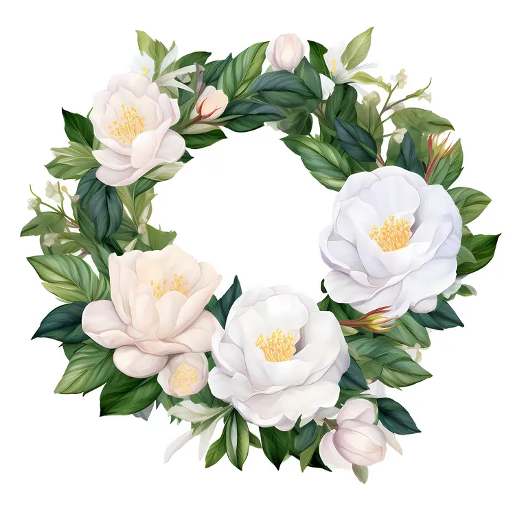 Beautiful Floral Wreath with White Flowers
