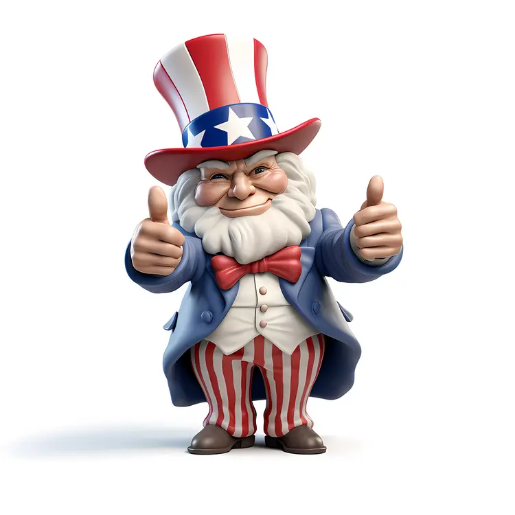 Patriotic Character in Red, White, and Blue Outfit