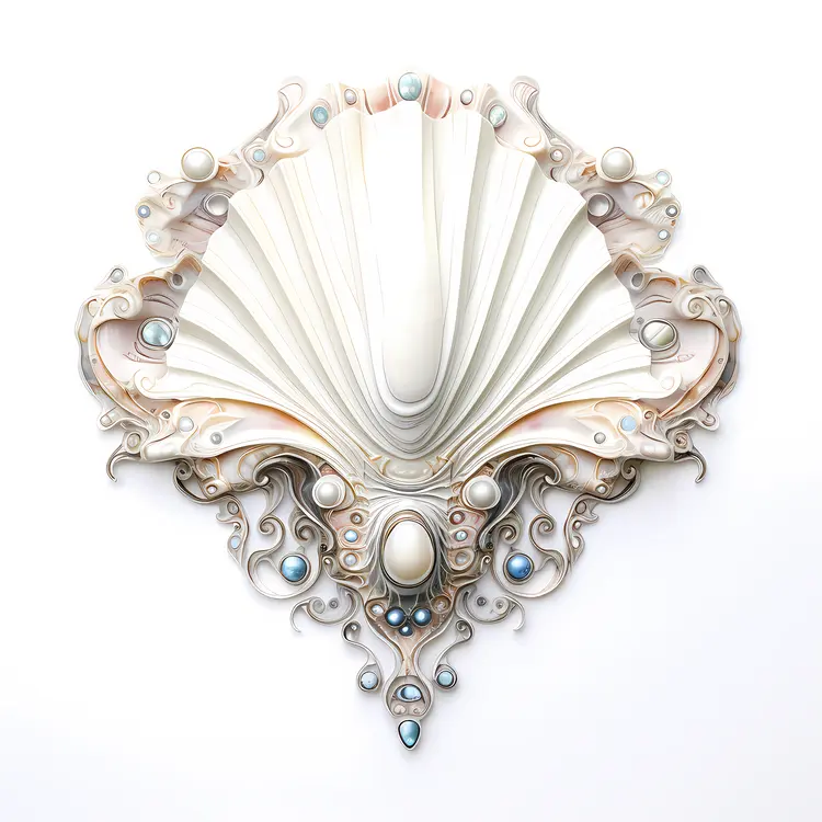 Ornate Decorative Shell with Pearls