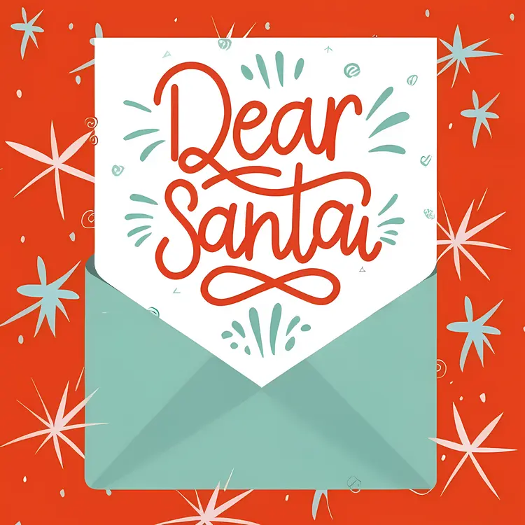 Dear Santa Letter with Stars and Envelope