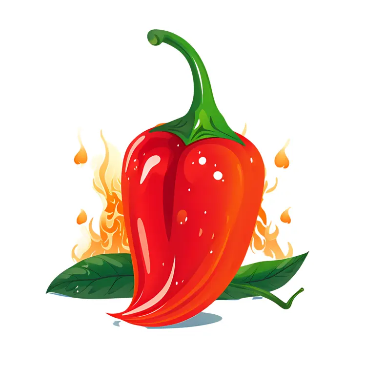 Hot Red Chili Pepper with Flames