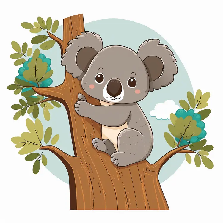 Cute Koala on a Tree Illustration