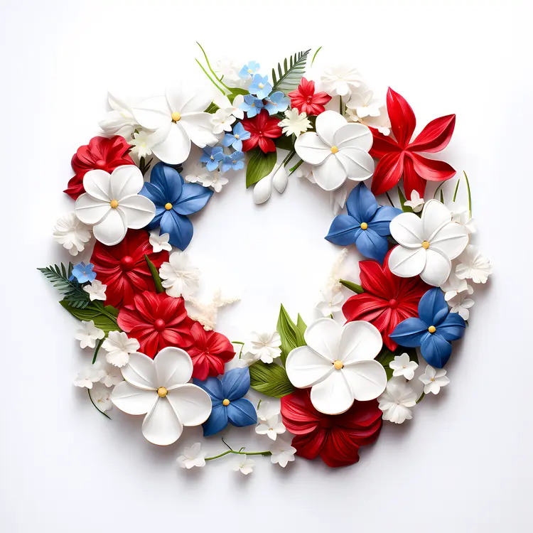 Red, White, and Blue Floral Wreath