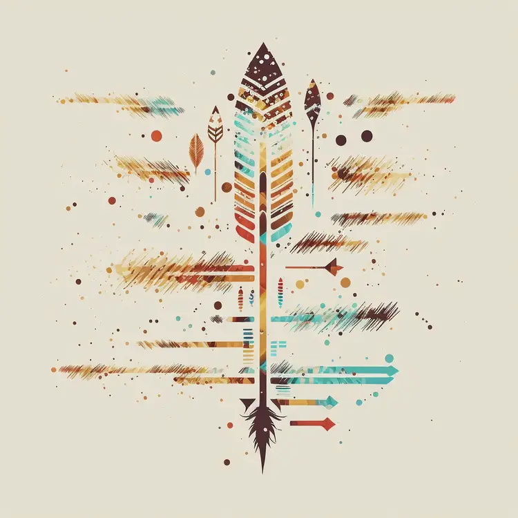Abstract Colorful Feather with Tribal Art Design