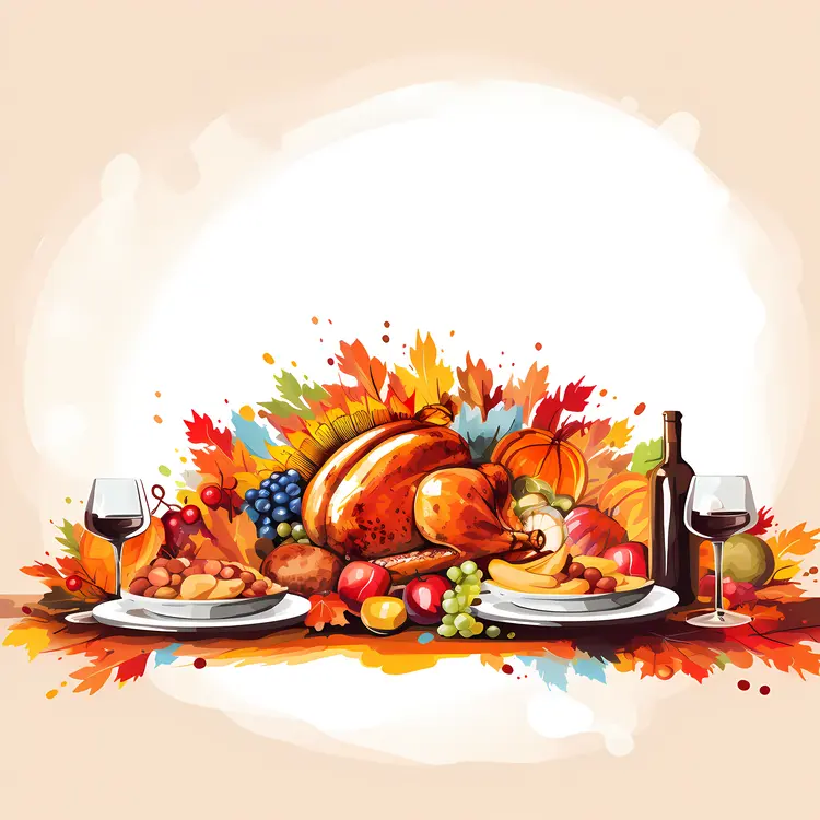 Roasted Turkey with Wine and Fruits for Thanksgiving
