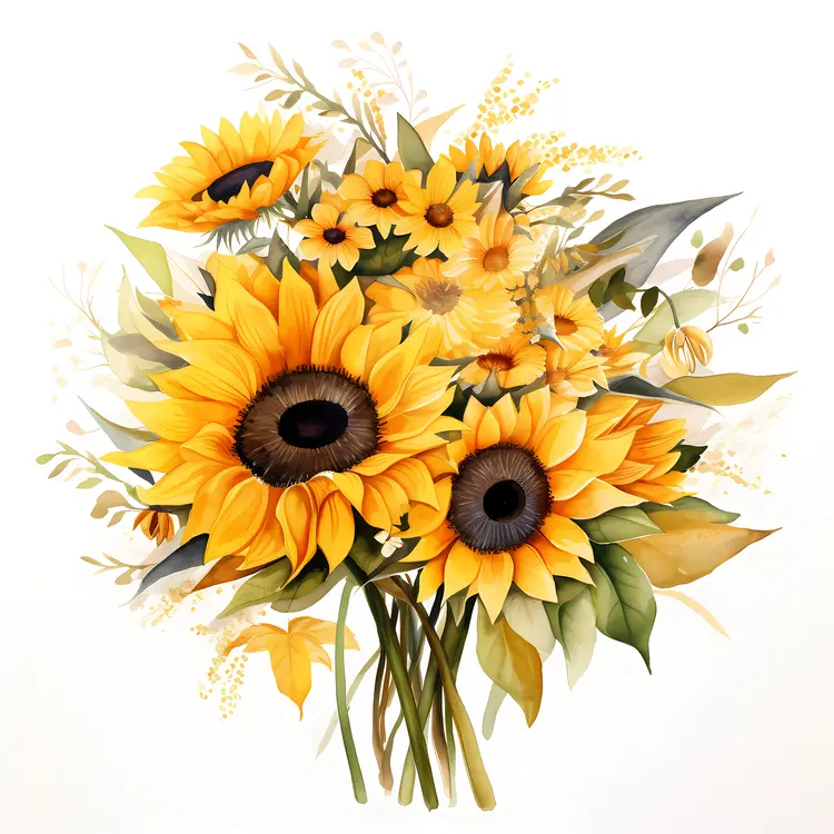 Beautiful Sunflower Bouquet Illustration