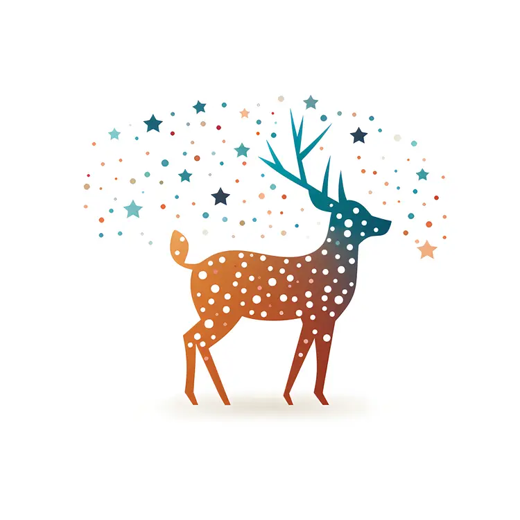 Starry Silhouette Deer with Antlers