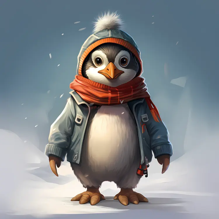 Penguin in Winter Outfit