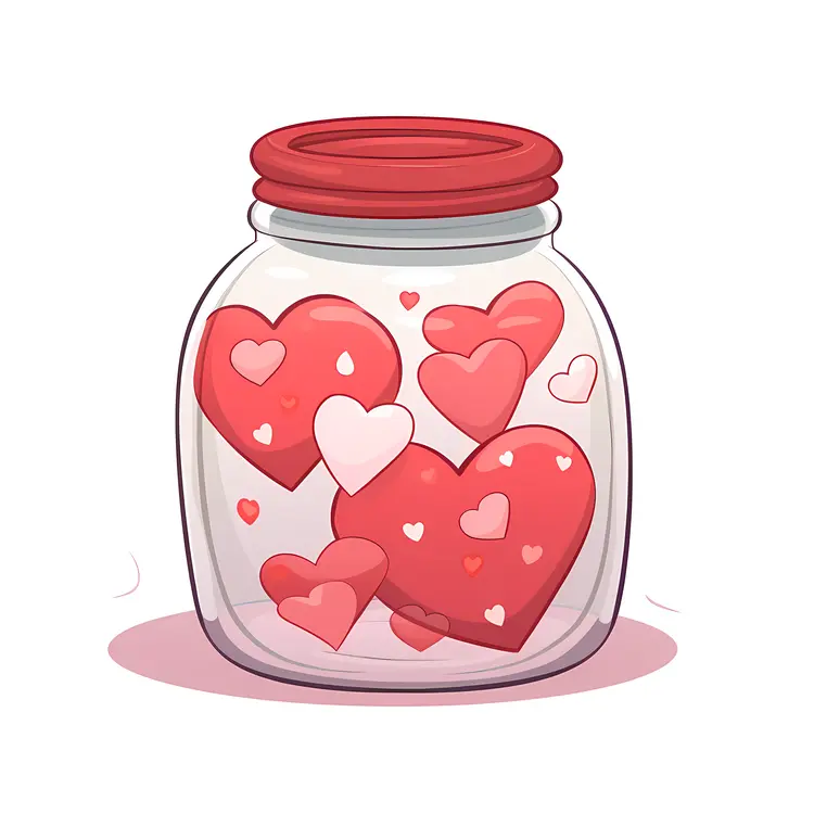Jar Filled with Colorful Hearts