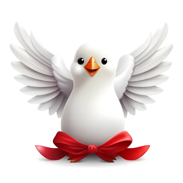 White Dove with Red Bow