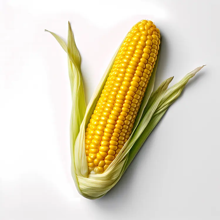 Fresh Yellow Corn on White Background