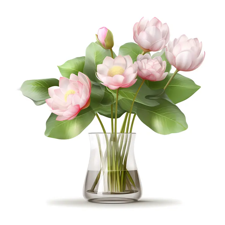 Beautiful Lotus Flowers in a Glass Vase